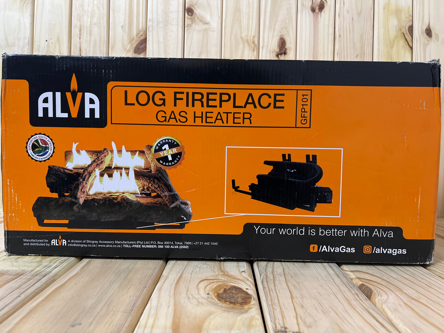 Alva Log Fireplace Gas Heater 670mm Wide