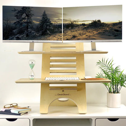 JUMBO DeskStand PLUS Anti-Fatigue Mat Combo - Natural Birch Matt Black