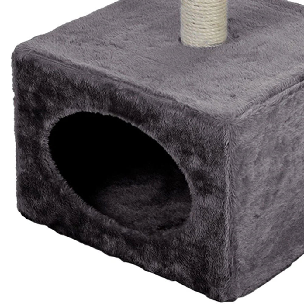 Cat Cave with Tree Ball Grey