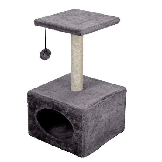 Cat Cave with Tree Ball Grey