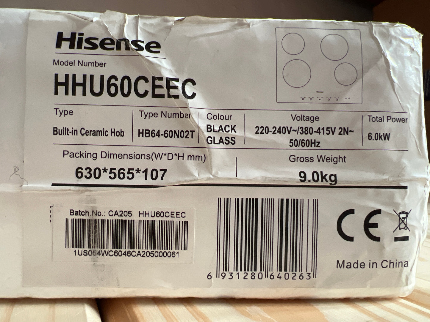 Hisense 600mm Ceramic Hob - Black - (HHU60CEEC)