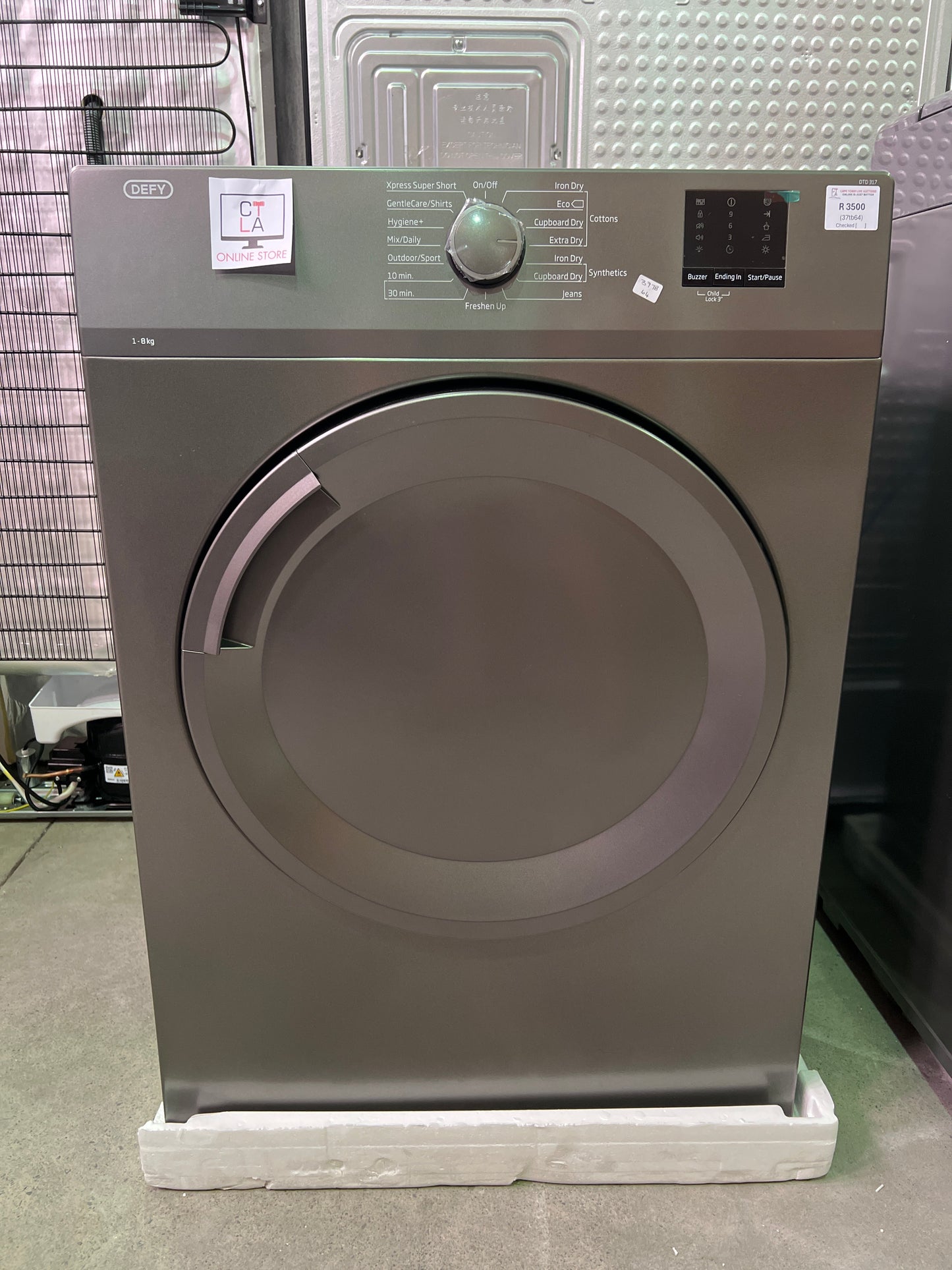 Defy 8kg Air Vented Tumble Dryer Manhattan Grey DTD317