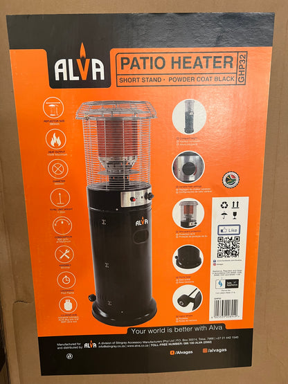 Alva Short Stand Gas Patio Heater - Black