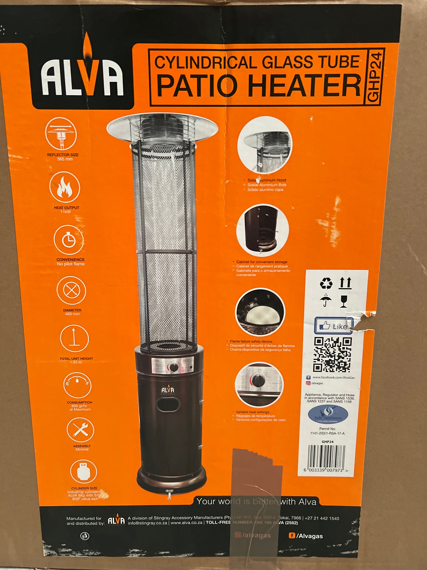 Alva Circular Patio Heater with Glass Tube