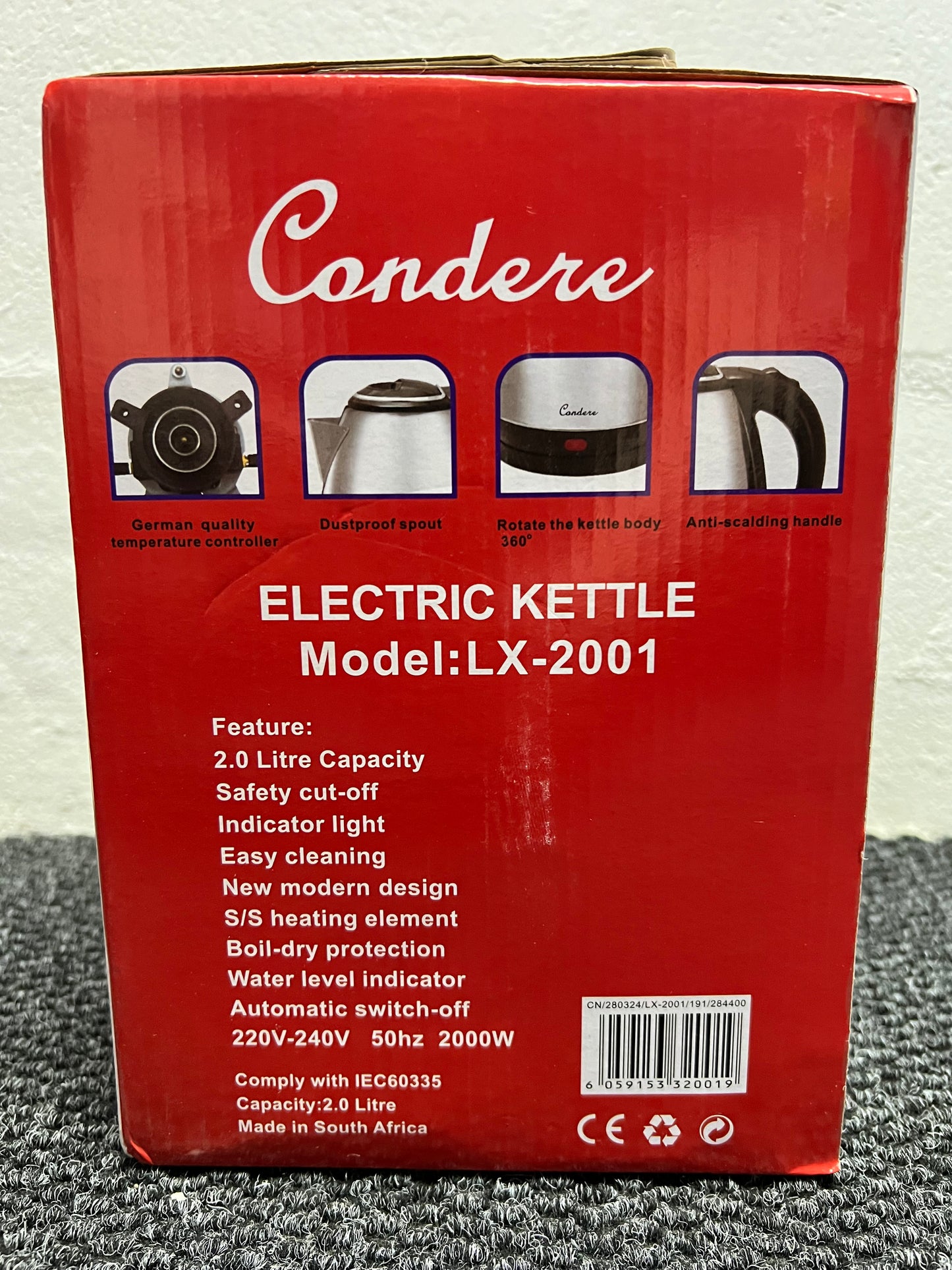 Condere Stainless Steel Cordless Kettle 2.0L