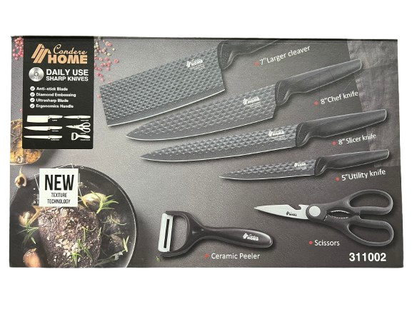 Condere Home 6 Piece Knife Set Black