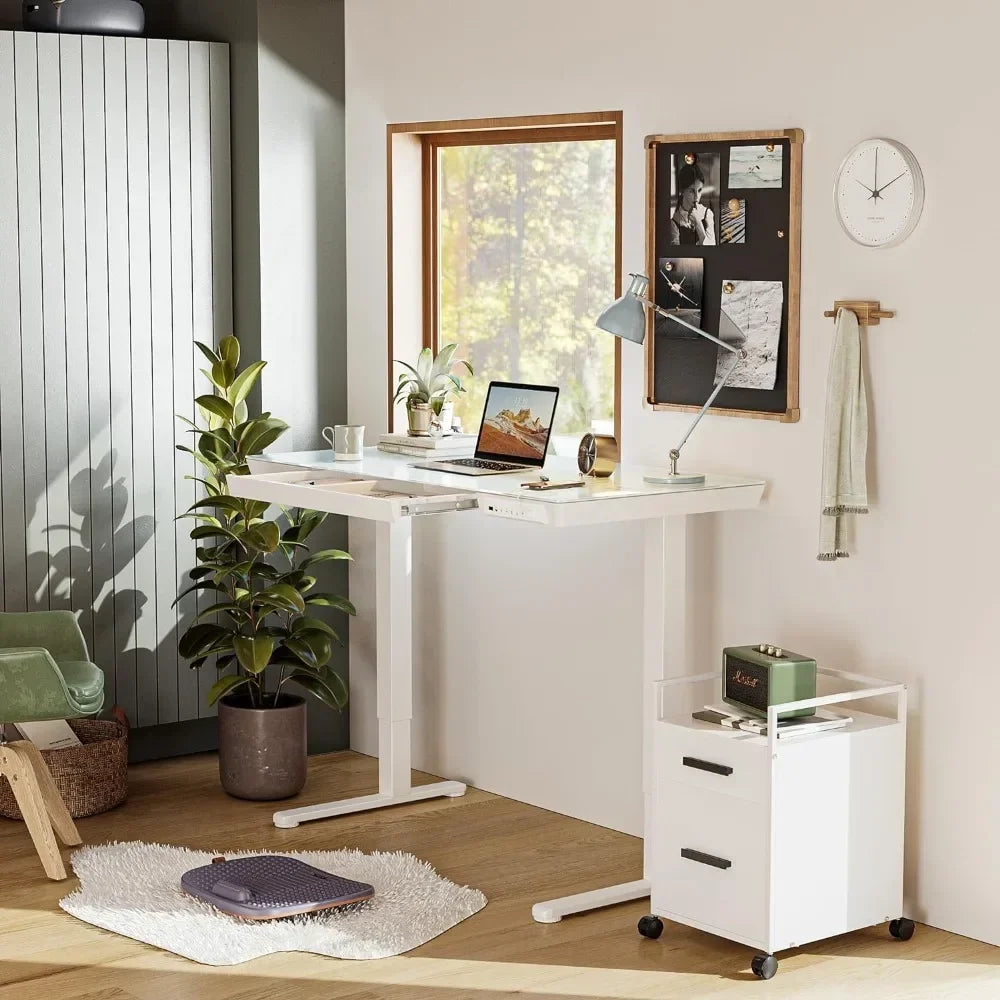 Height Adjustable Computer Workstation - White