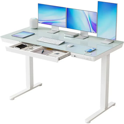 Height Adjustable Computer Workstation - White