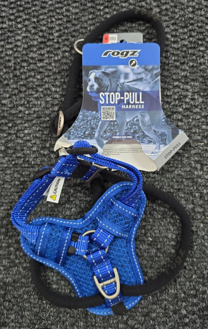 Rogz Utility Medium 16mm Stop-Pull Harness - Blue