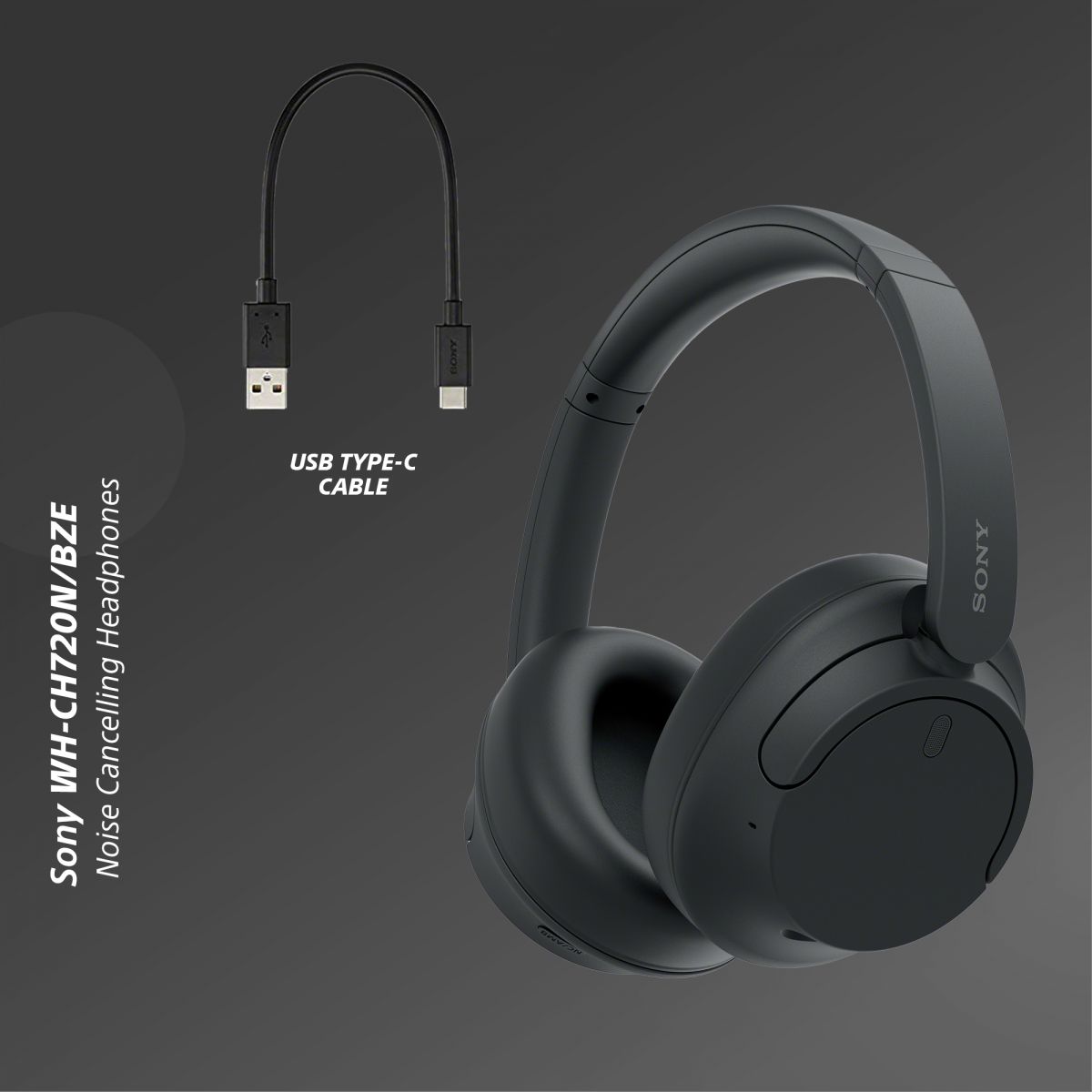 Sony WHCH720 Noise Cancelling Over Ear Headphones - Black