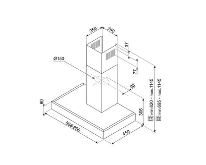 Smeg-Extractor Hood 60cm Wall Mount T shape