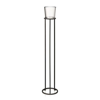 Blomus Candle Holder: Large Glass Holder on Black Steel Frame NERO