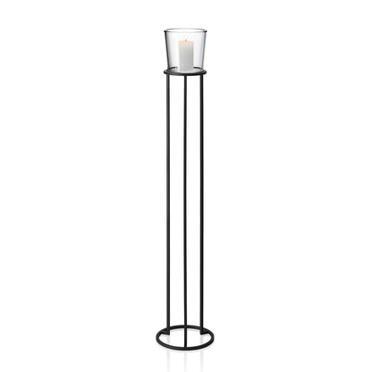 Blomus Candle Holder: Large Glass Holder on Black Steel Frame NERO